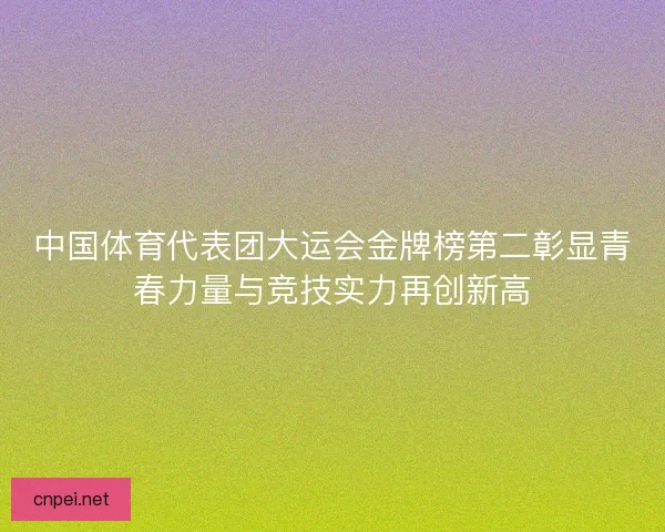 中国体育代表团大运会金牌榜第二彰显青春力量与竞技实力再创新高